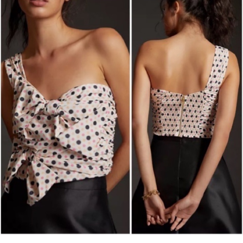 MaEve by Anthropologie bow ties one shoulder tank top